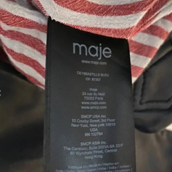 Maje “Bastille” Leather Jacket – Navy Blue – Size FR 36 / US 4 (S) - Picture 8 of 8